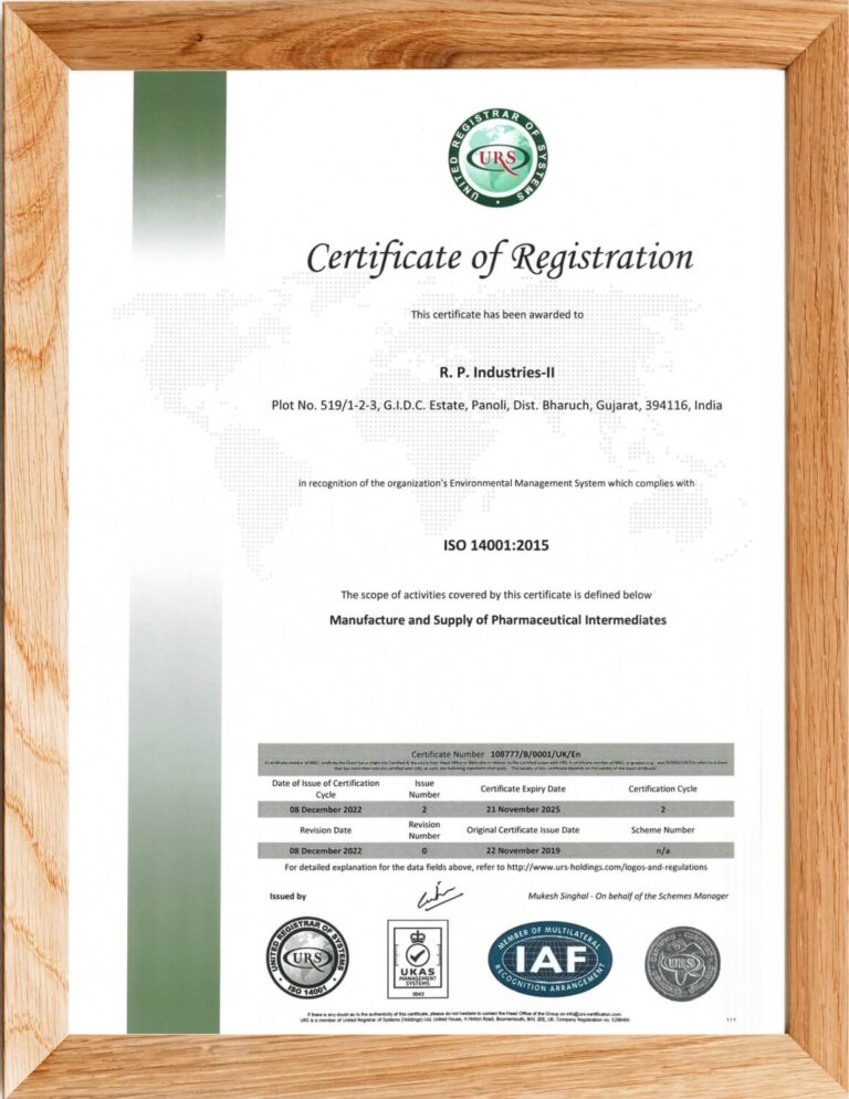 Our Certification - R P Industries | Manufacturer of APIs | API ...